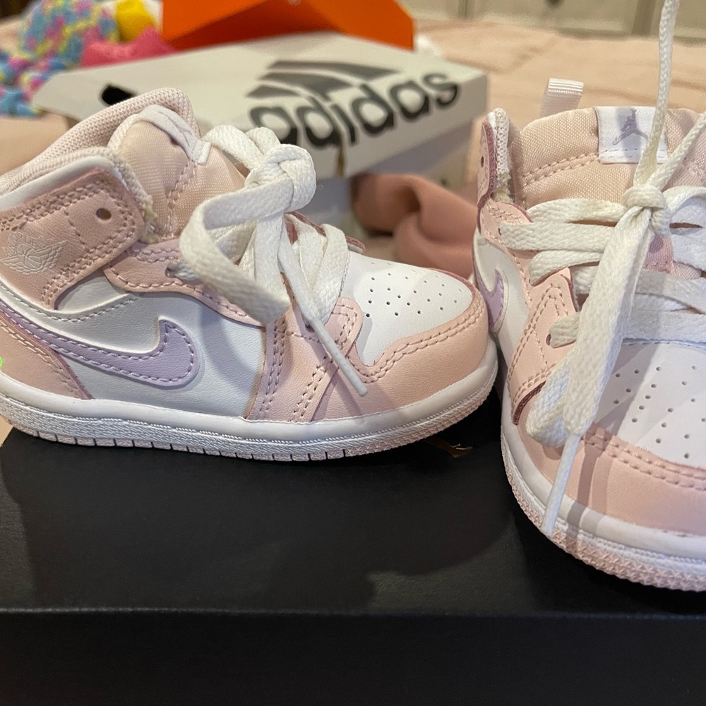 Jordan Kids Pink and White Sneakers